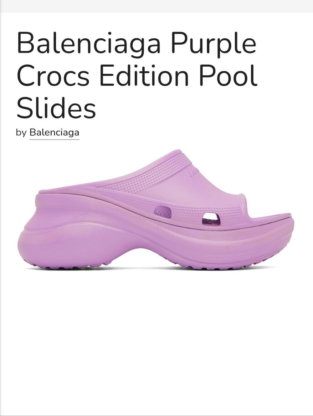 NWT Balenciaga X Crocs Purple Pool Slide Sandals US Sz 10 (41) - Picture 2 of 8